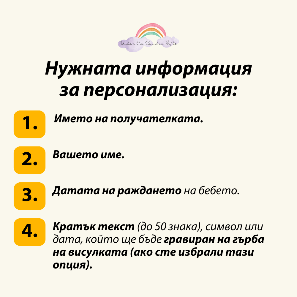 Персонализиран подарък за майката на новородено | UnderTheRainbowGifts