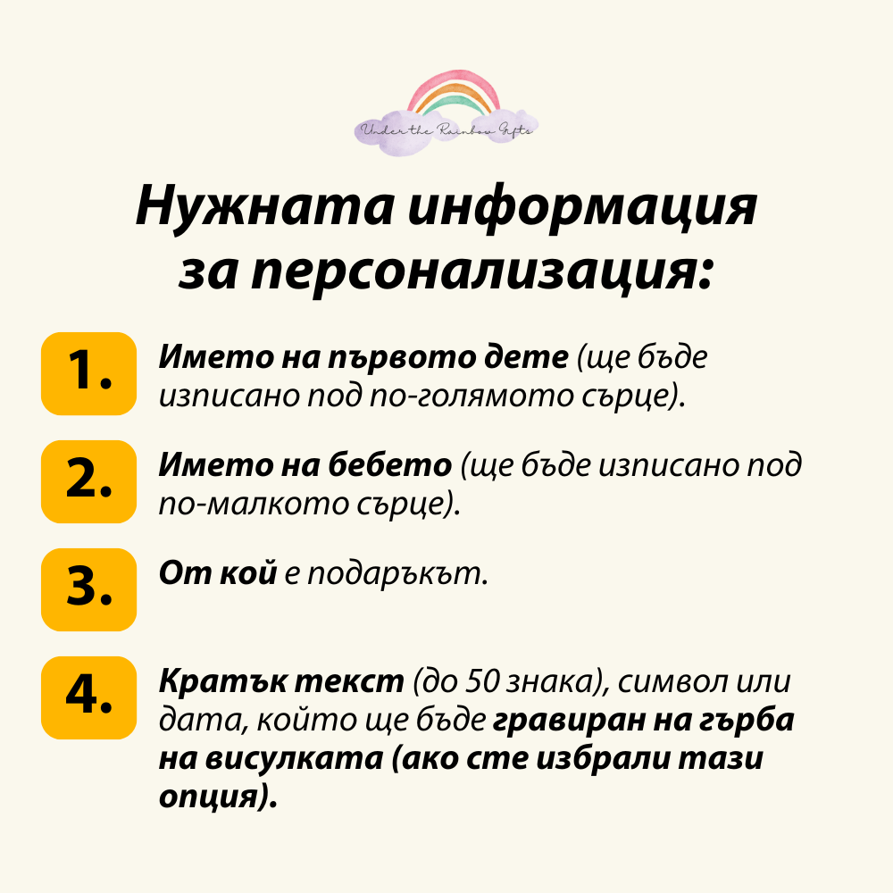 Персонализиран подарък за раждане на второ дете | UnderTheRainbowGifts
