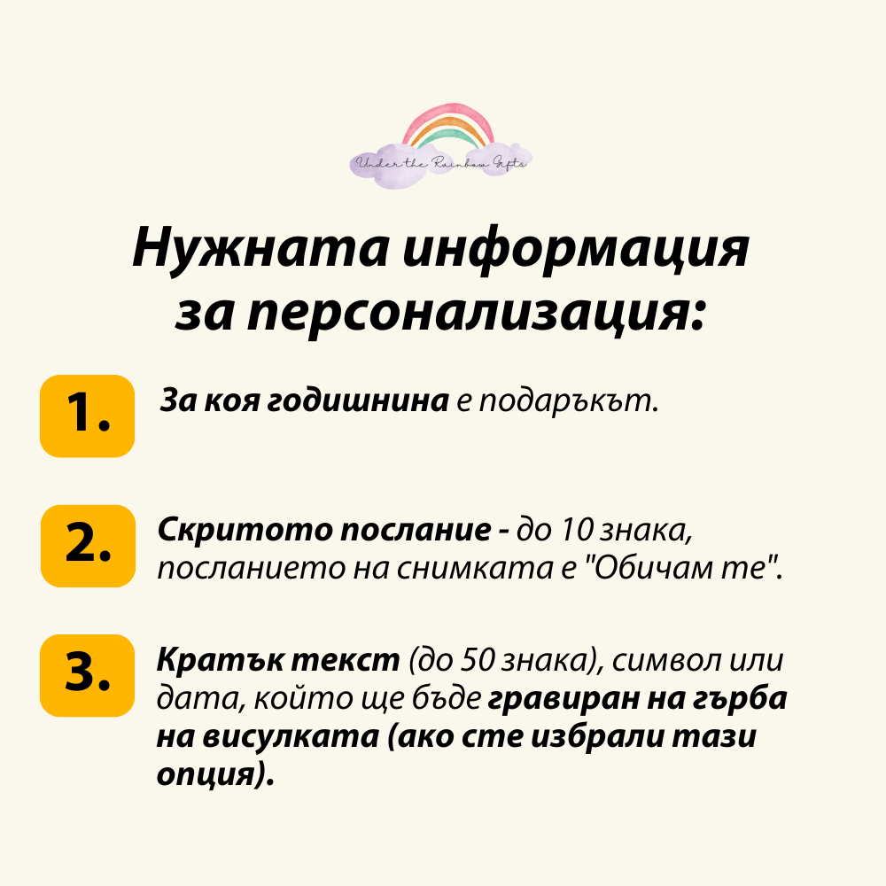 Уникален подарък за годишнина от сватба | UnderTheRainbowGifts