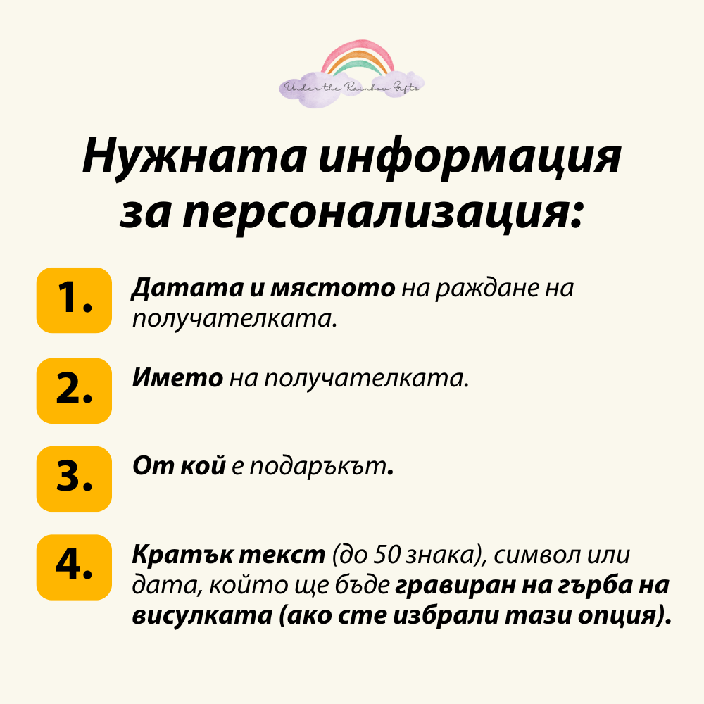 Персонализиран подарък за рожден ден за жена | UnderTheRainbowGifts